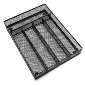 Black Kitchen Drawer Organizer, Walchoice Metal Mesh Silverware Organizer, Cutlery Holder Tray for Kitchen Drawers